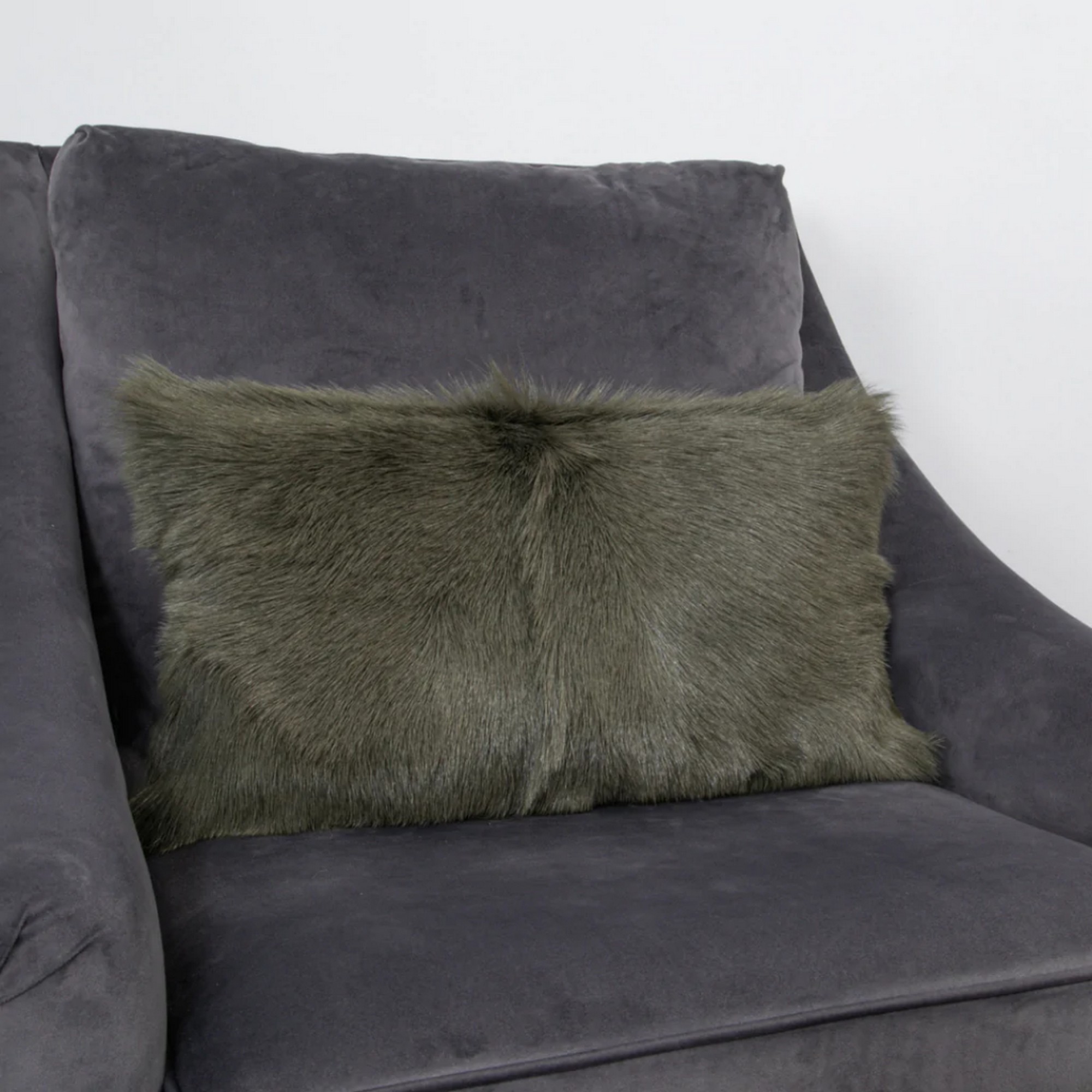 Florie Goatskin Bolster Cushion In Forest Green